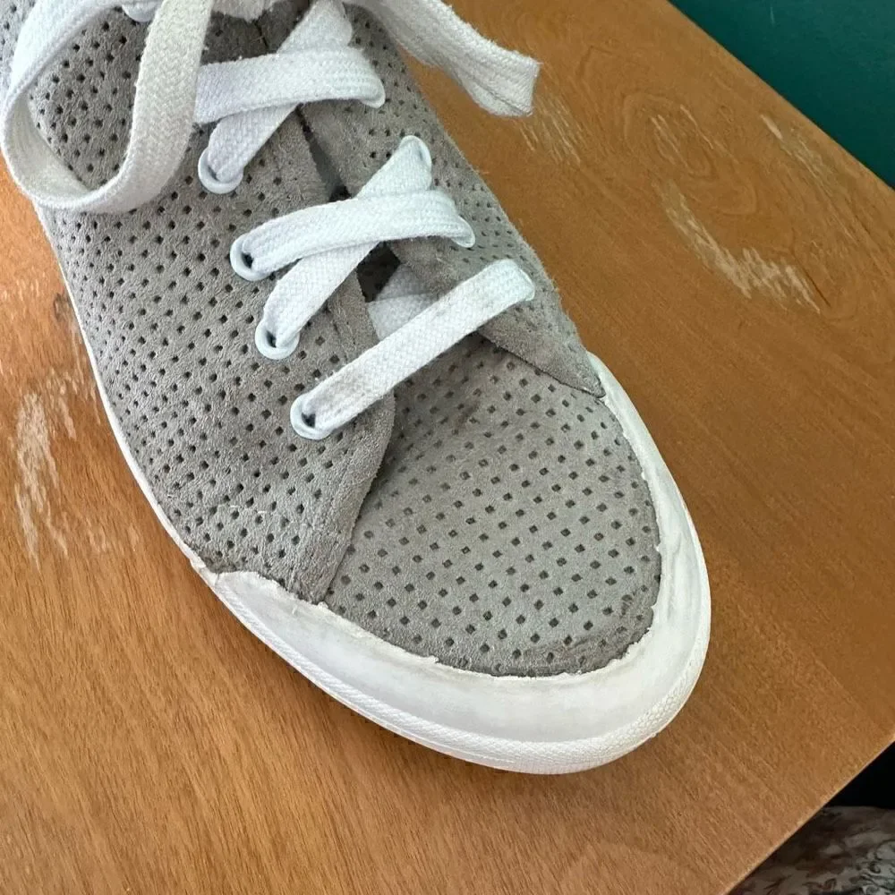 Rag & Bone Women’s Standard Issue Perforated Grey Suede Leather Low Top Sneaker